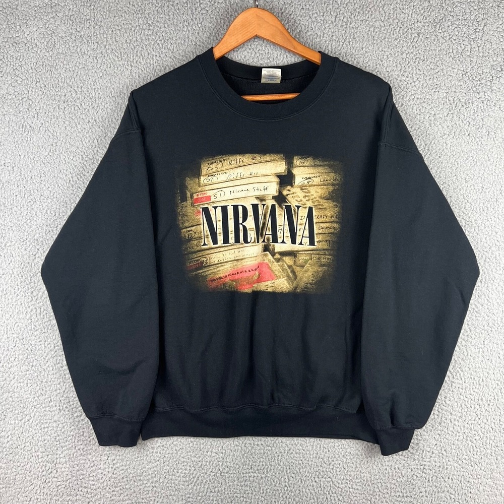 Vintage Nirvana Sweatshirt Adult Large Graphic Print Front‎ Gildan Crew Neck